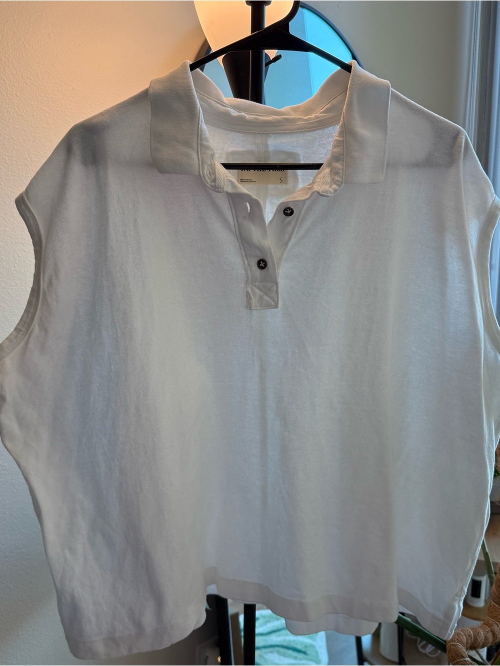 Free People - Sleeveless Oversized Polo Shirt 100% Cotton (size S)